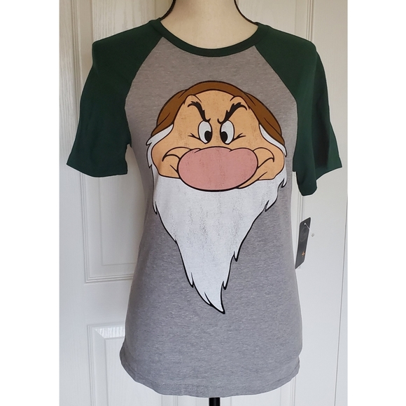 New Men's Disney Snow White Grumpy Grey and Green Seven Dwarfs Shirt Size Small - Picture 2 of 12